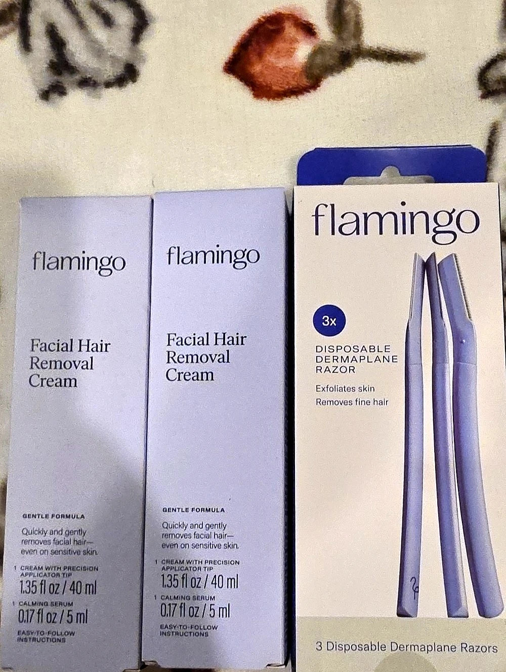 flamingo Facial Hair Removal Cream and Disposable Dermaplane Razor ( Try 1 )